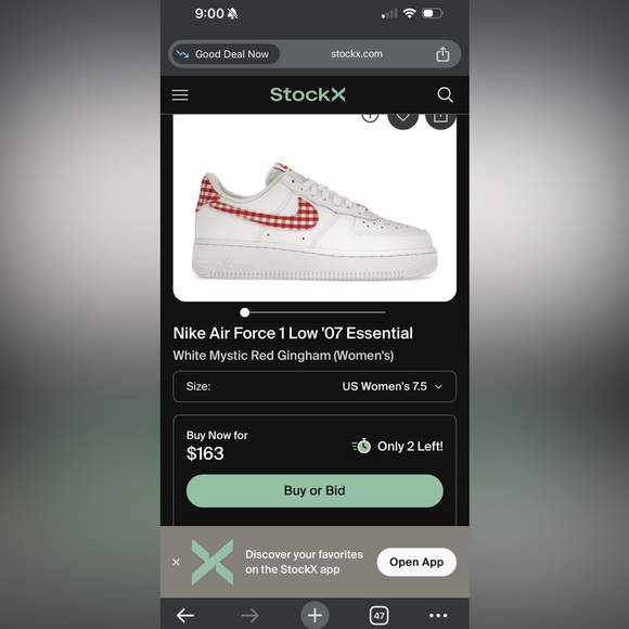 Air Force 1 Low '07 Essential 'Mystic Red Gingham' - Picture 9 of 9